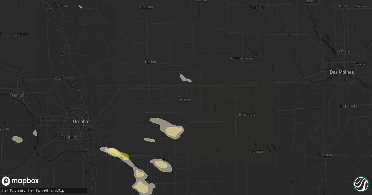 Hail map in Atlantic, IA on August 8, 2026