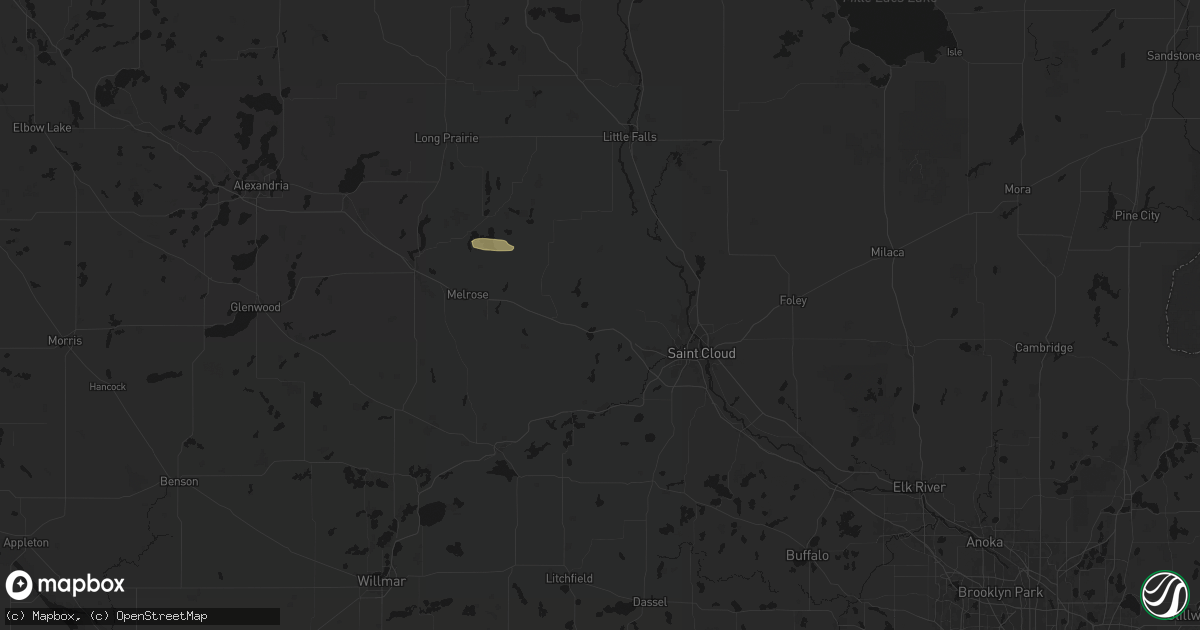 Hail map in Avon, MN on August 8, 2026