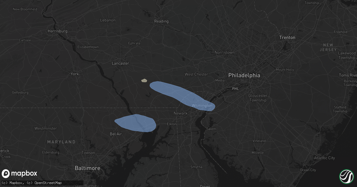 Hail map in Avondale, PA on August 8, 2026