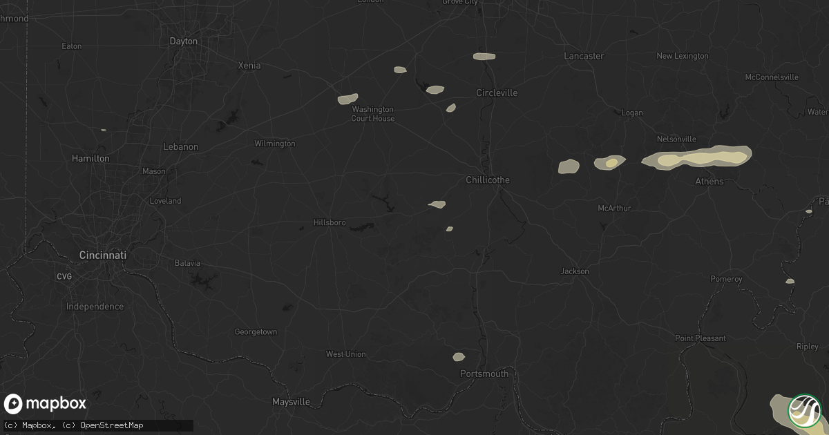 Hail map in Bainbridge, OH on August 8, 2026