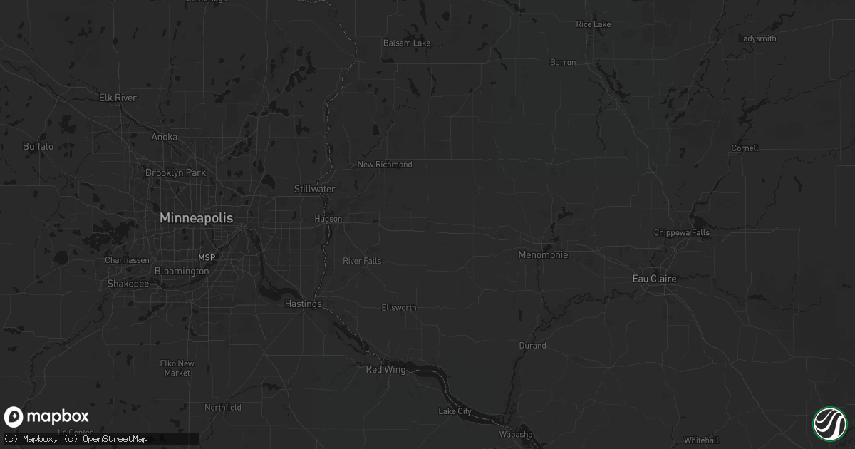 Hail map in Baldwin, WI on August 8, 2026