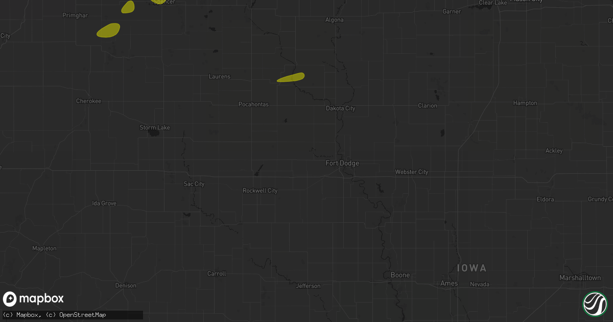 Hail map in Barnum, IA on August 8, 2026