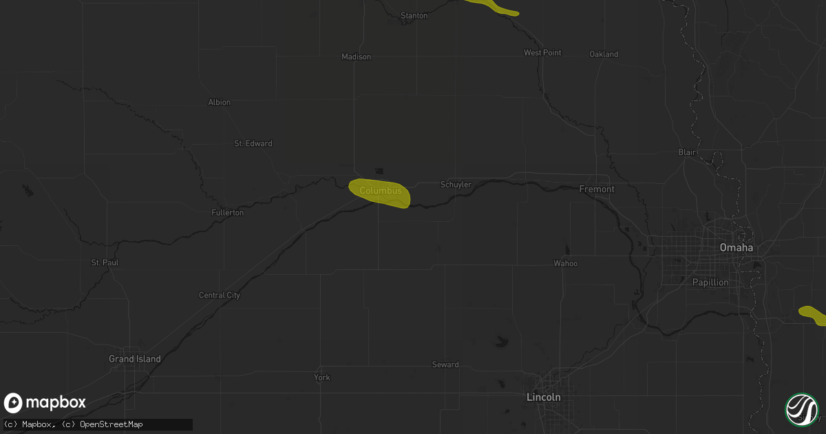 Hail map in Bellwood, NE on August 8, 2026