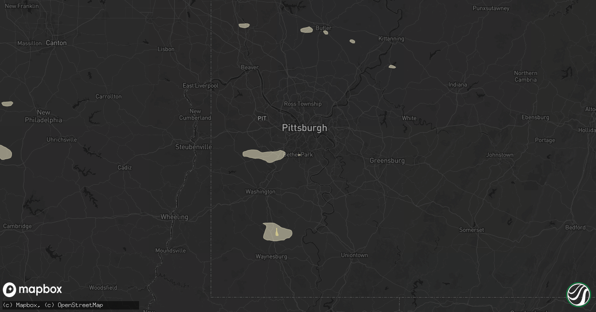 Hail map in Bethel Park, PA on August 8, 2026