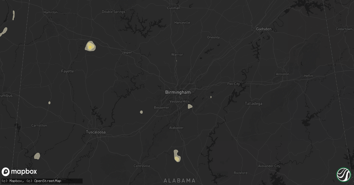 Hail map in Birmingham, AL on August 8, 2026