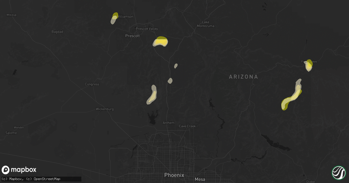 Hail map in Black Canyon City, AZ on August 8, 2026