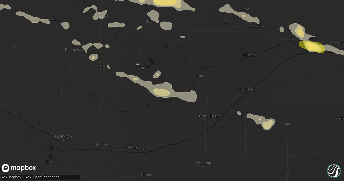 Hail map in Boelus, NE on August 8, 2026