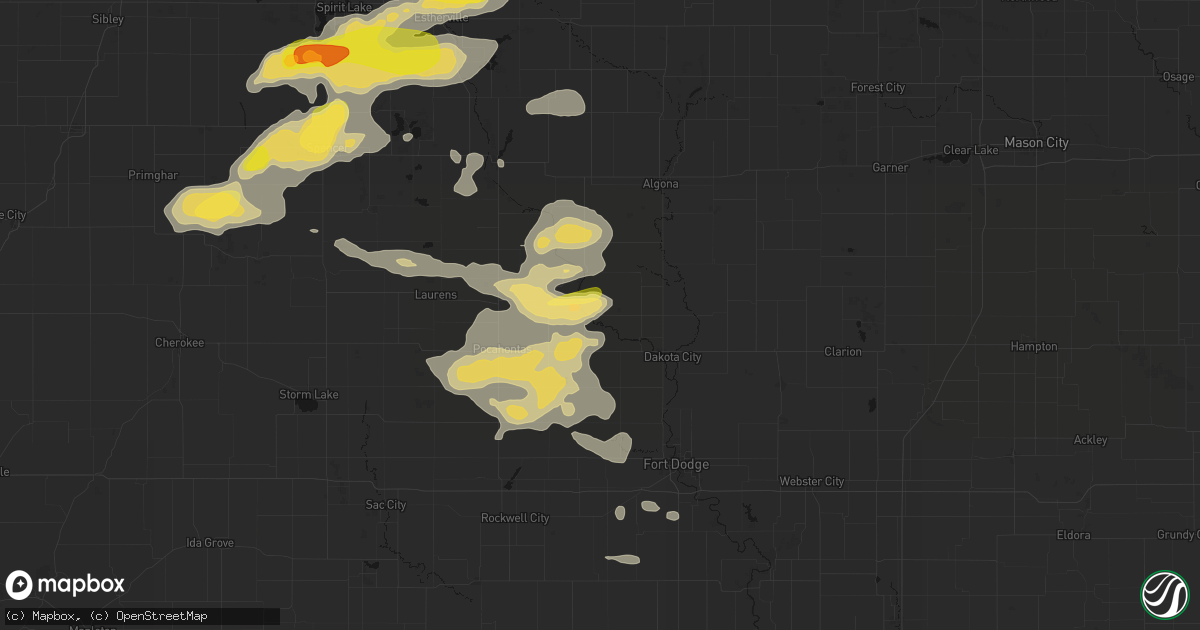 Hail map in Bradgate, IA on August 8, 2026