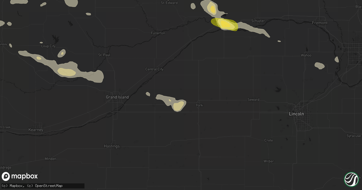 Hail map in Bradshaw, NE on August 8, 2026