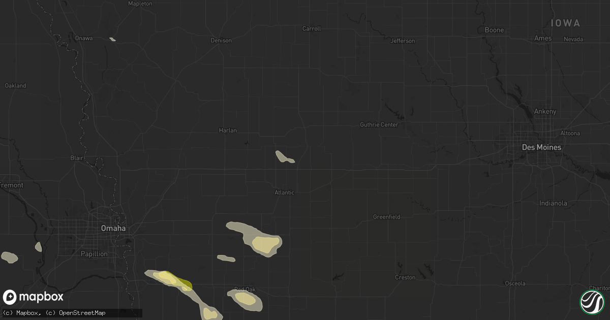 Hail map in Brayton, IA on August 8, 2026