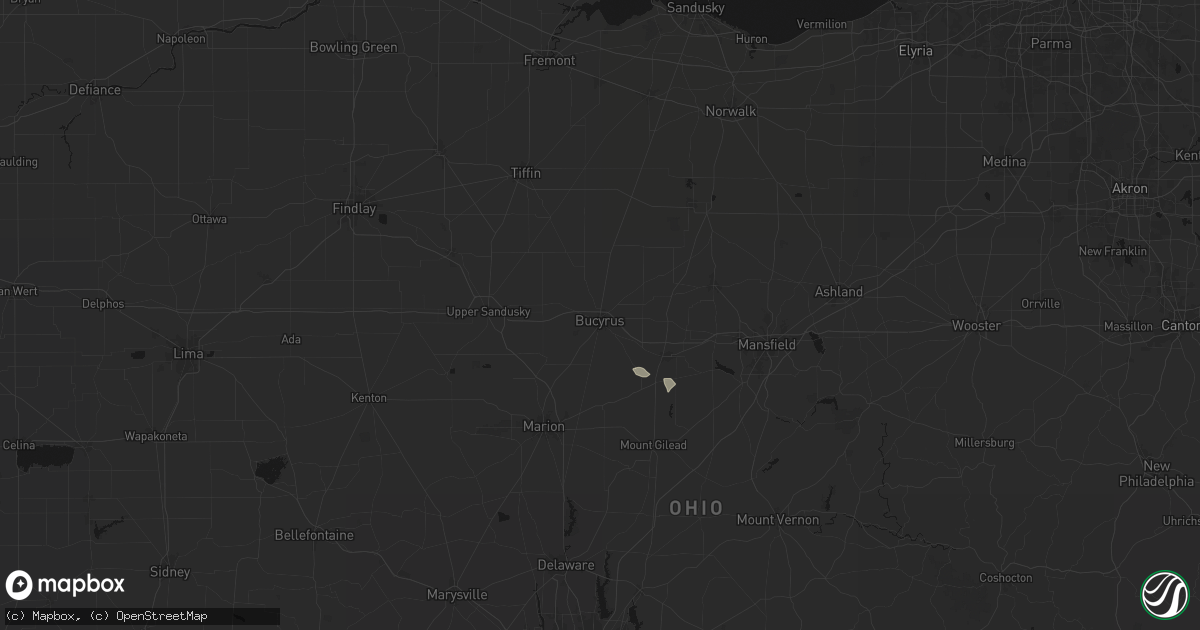 Hail map in Bucyrus, OH on August 8, 2026