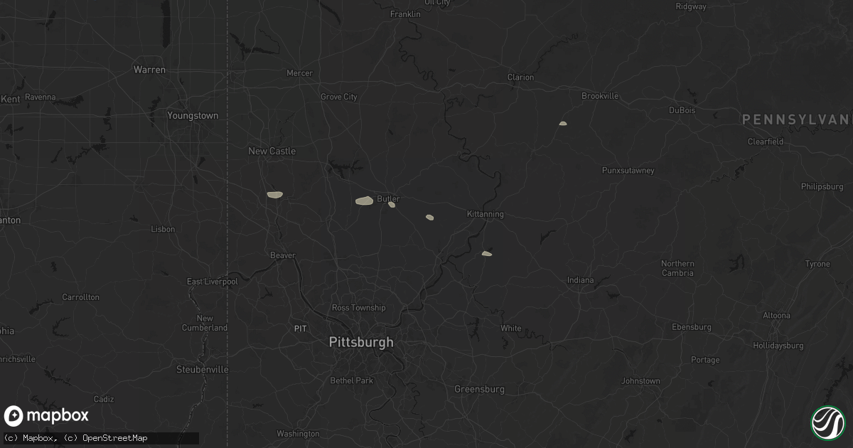 Hail map in Cabot, PA on August 8, 2026