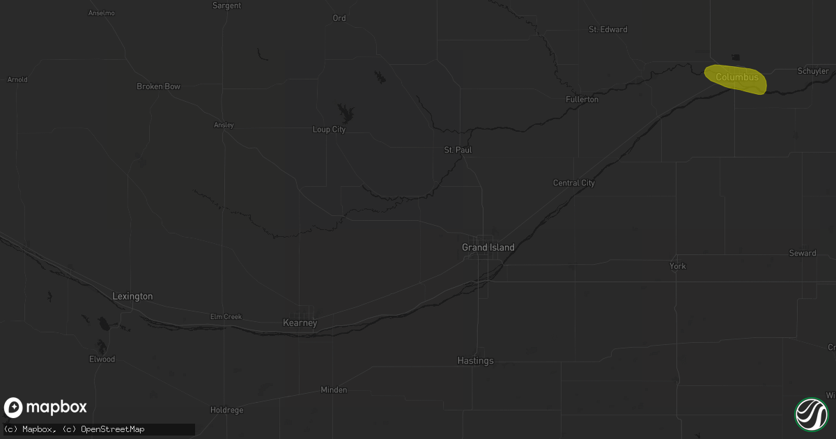 Hail map in Cairo, NE on August 8, 2026
