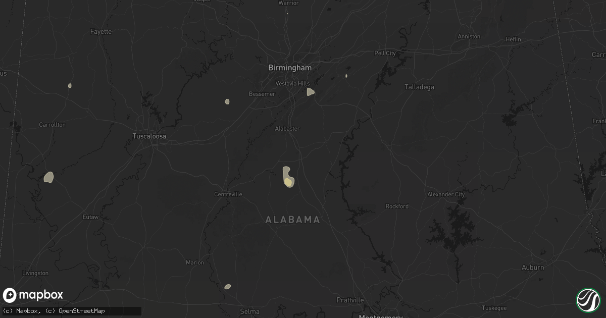 Hail map in Calera, AL on August 8, 2026