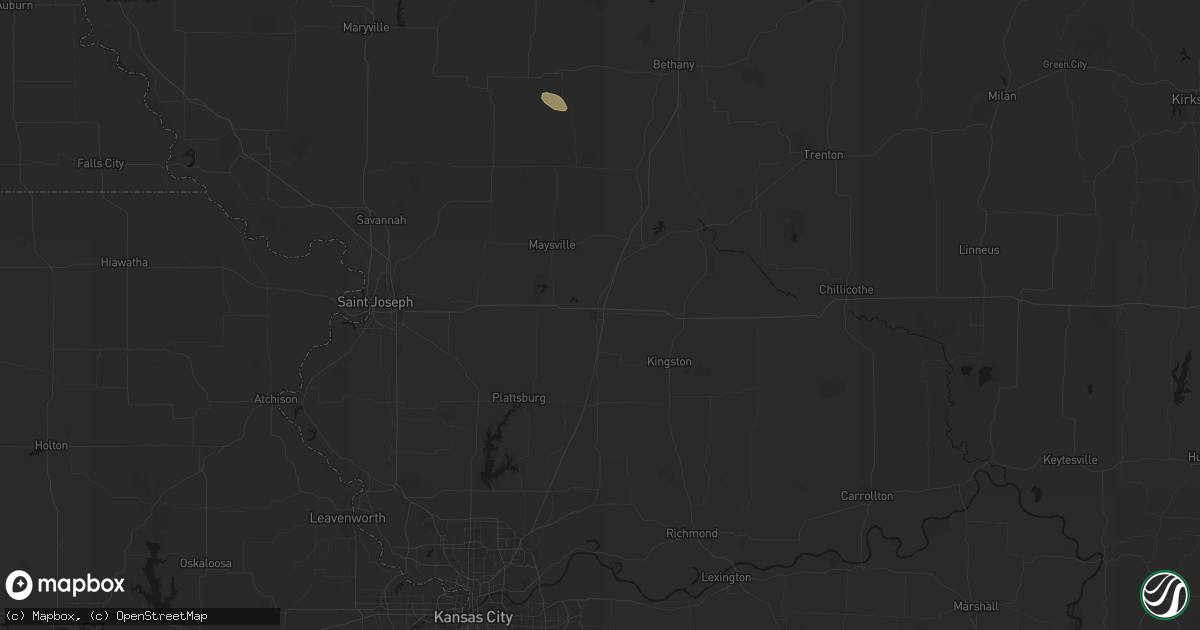 Hail map in Cameron, MO on August 8, 2026