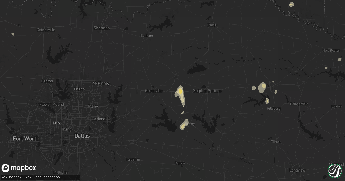 Hail map in Campbell, TX on August 8, 2026