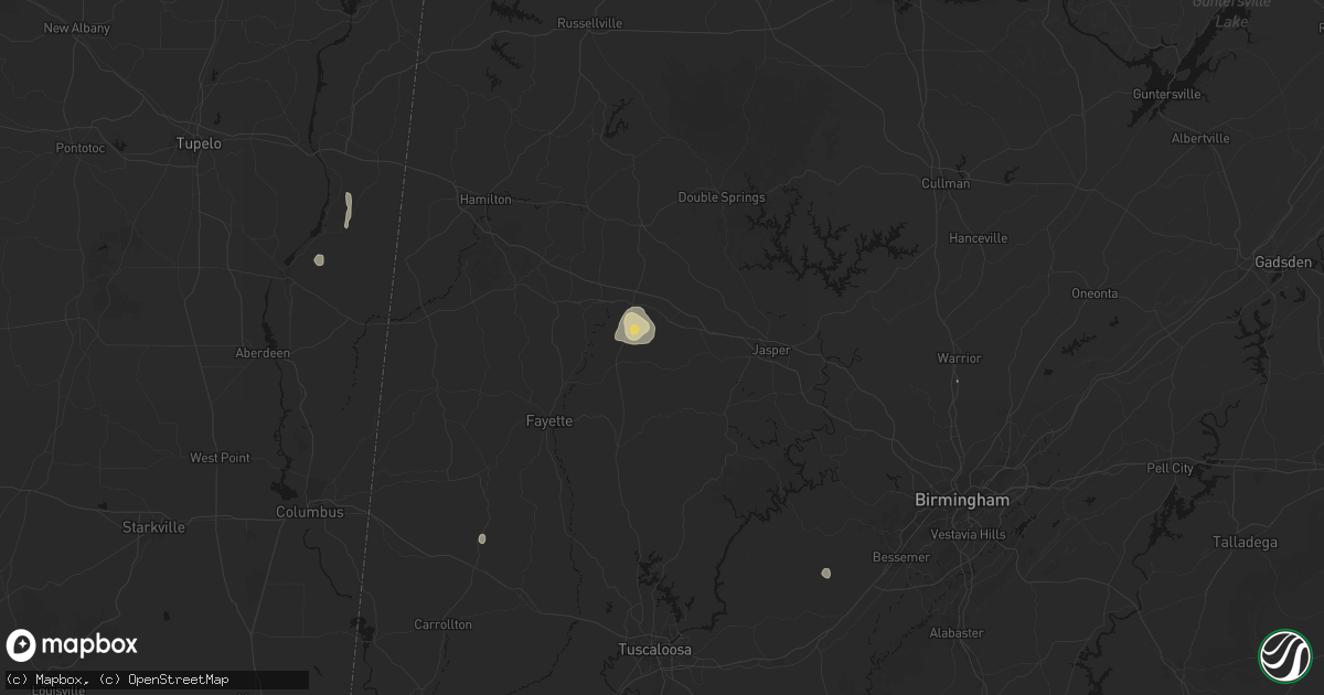 Hail map in Carbon Hill, AL on August 8, 2026