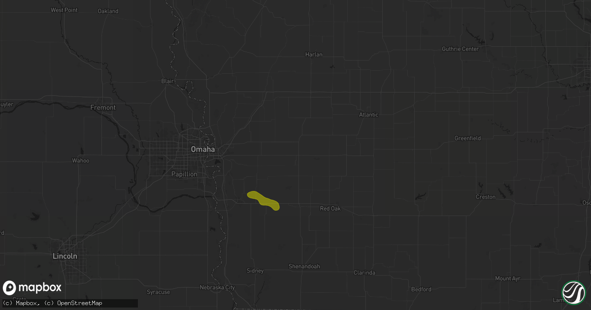 Hail map in Carson, IA on August 8, 2026