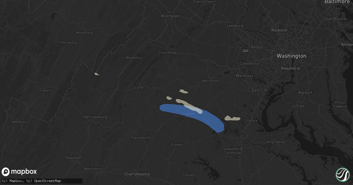 Hail map in Castleton, VA on August 8, 2026