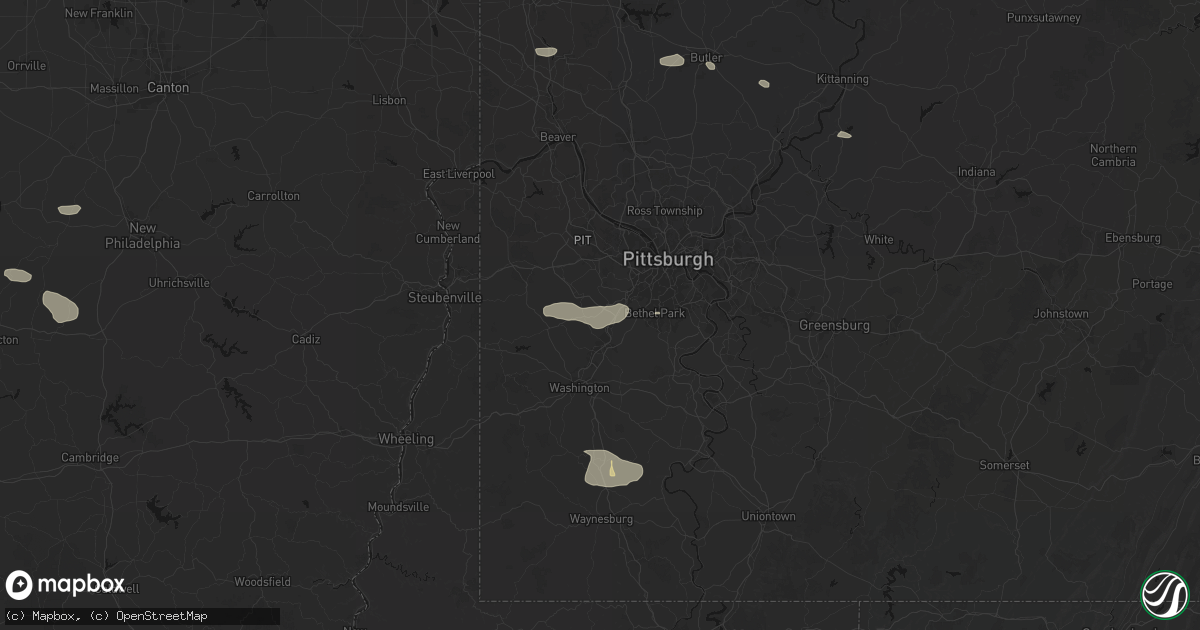 Hail map in Cecil, PA on August 8, 2026
