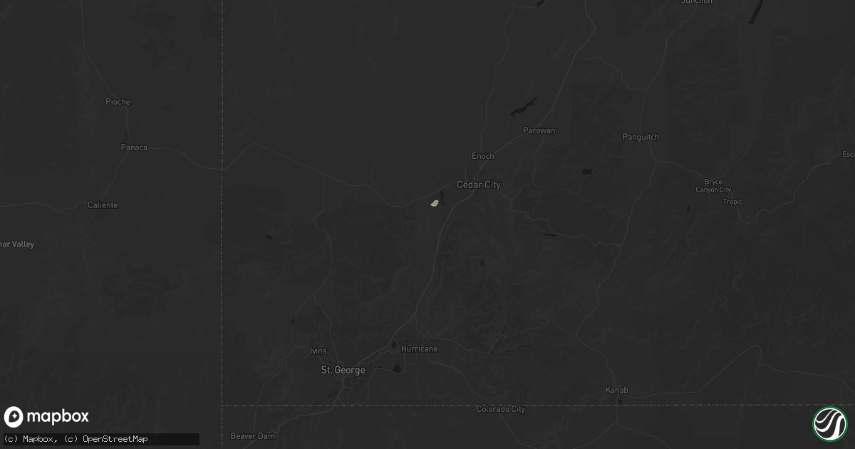 Hail map in Cedar City, UT on August 8, 2026