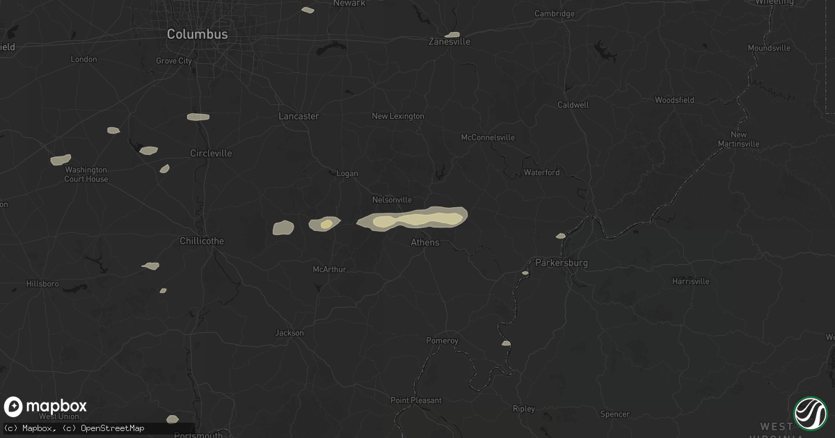 Hail map in Chauncey, OH on August 8, 2026