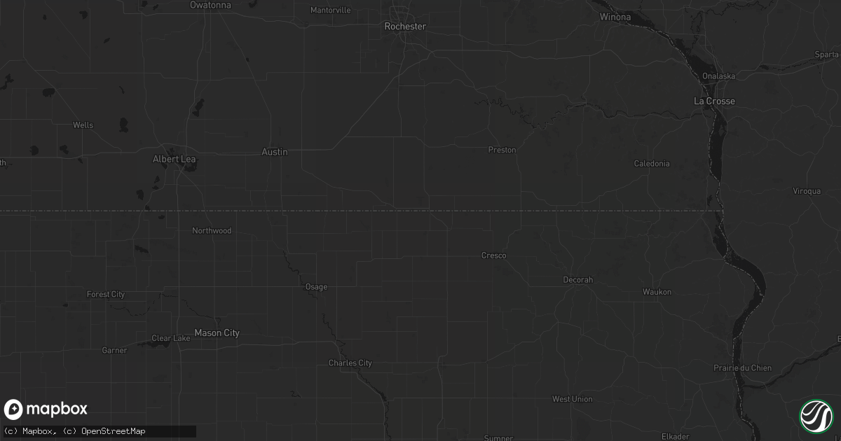 Hail map in Chester, IA on August 8, 2026