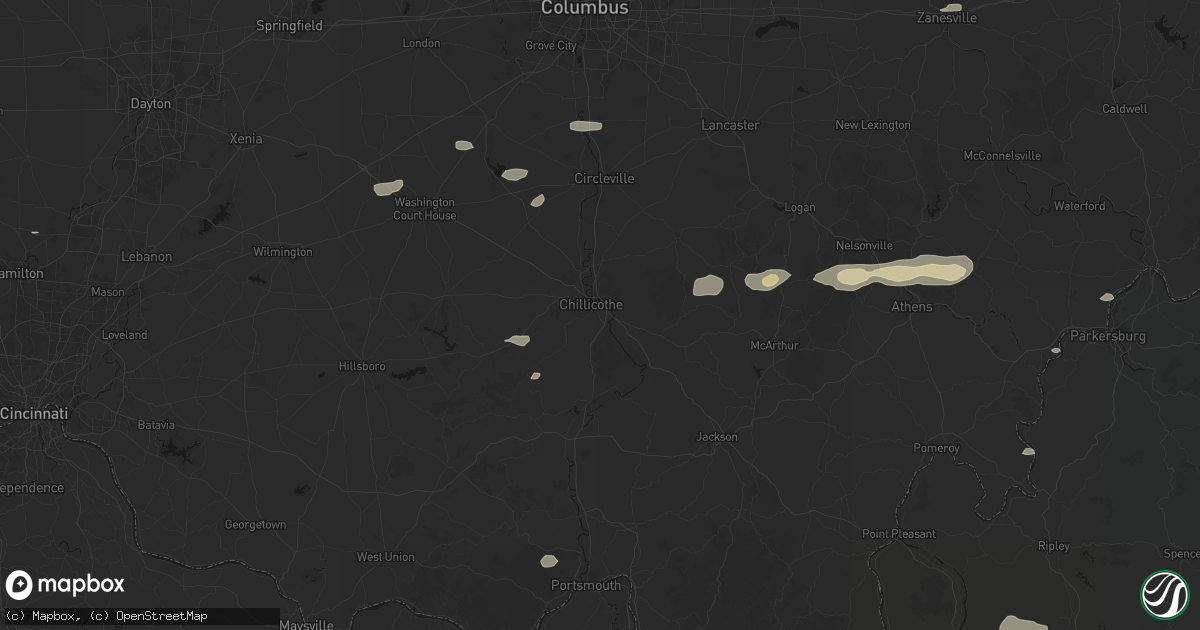Hail map in Chillicothe, OH on August 8, 2026