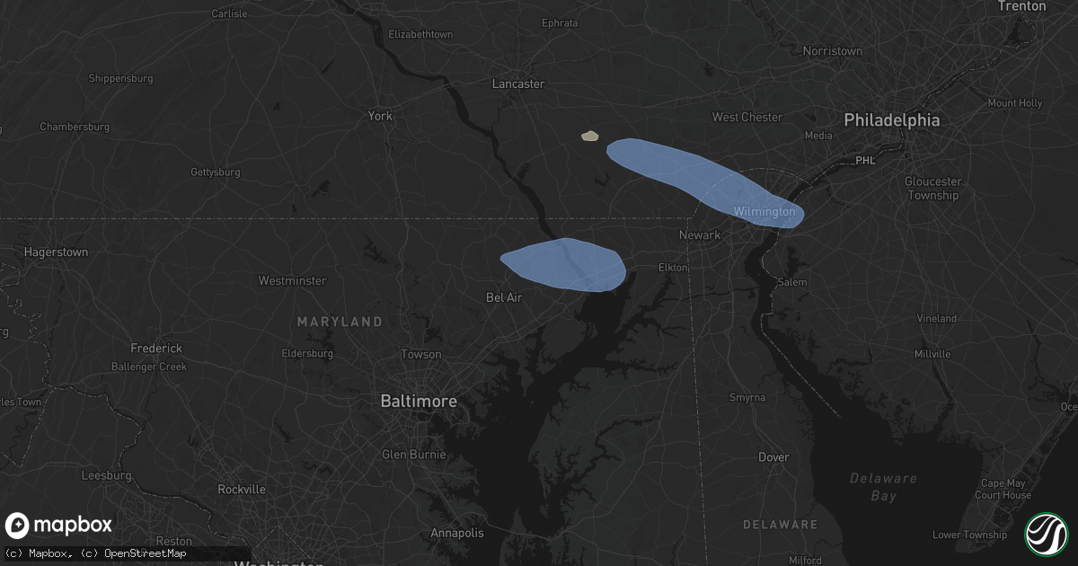 Hail map in Churchville, MD on August 8, 2026