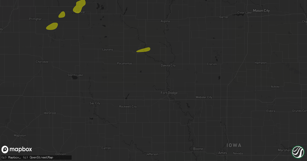 Hail map in Clare, IA on August 8, 2026