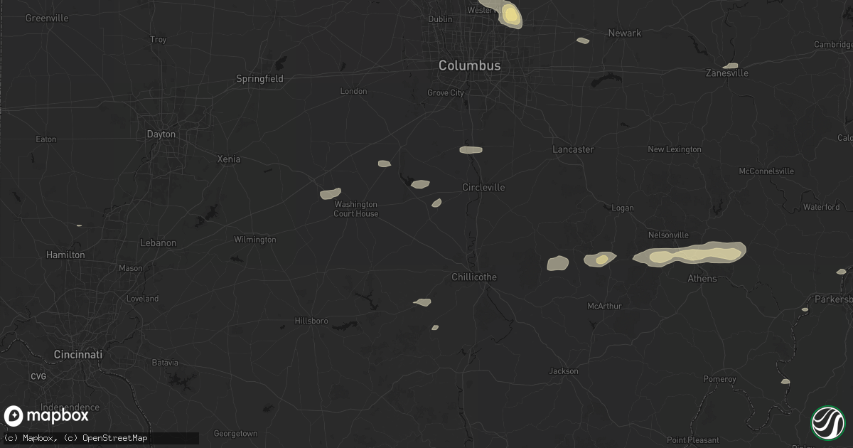 Hail map in Clarksburg, OH on August 8, 2026