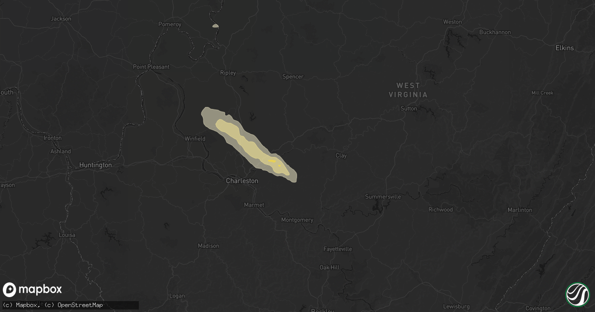 Hail map in Clendenin, WV on August 8, 2026