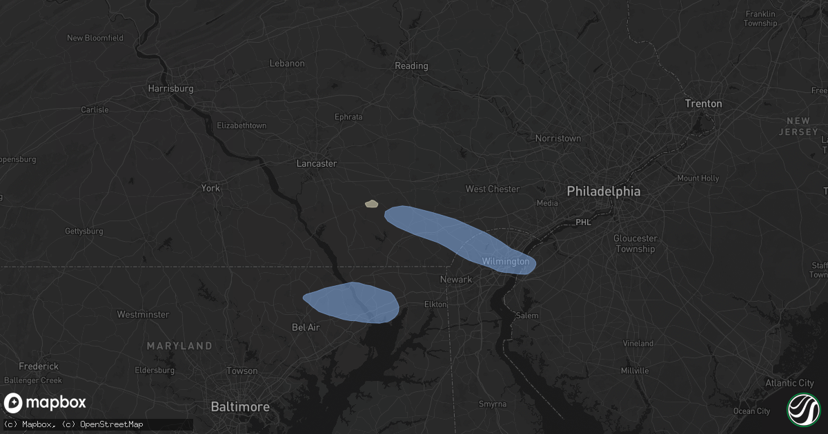 Hail map in Cochranville, PA on August 8, 2026