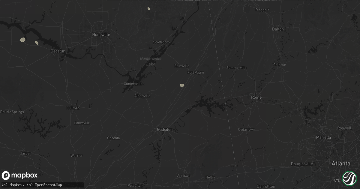 Hail map in Collinsville, AL on August 8, 2026