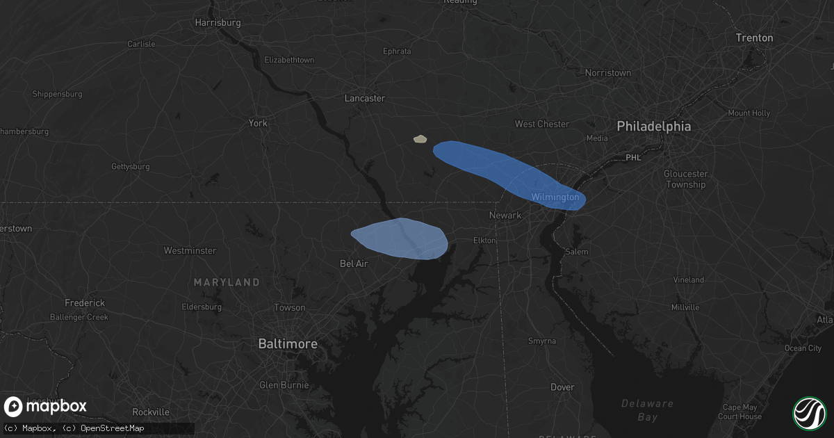 Hail map in Colora, MD on August 8, 2026