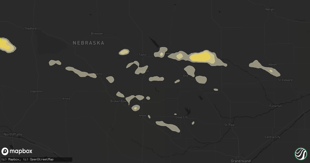 Hail map in Comstock, NE on August 8, 2026