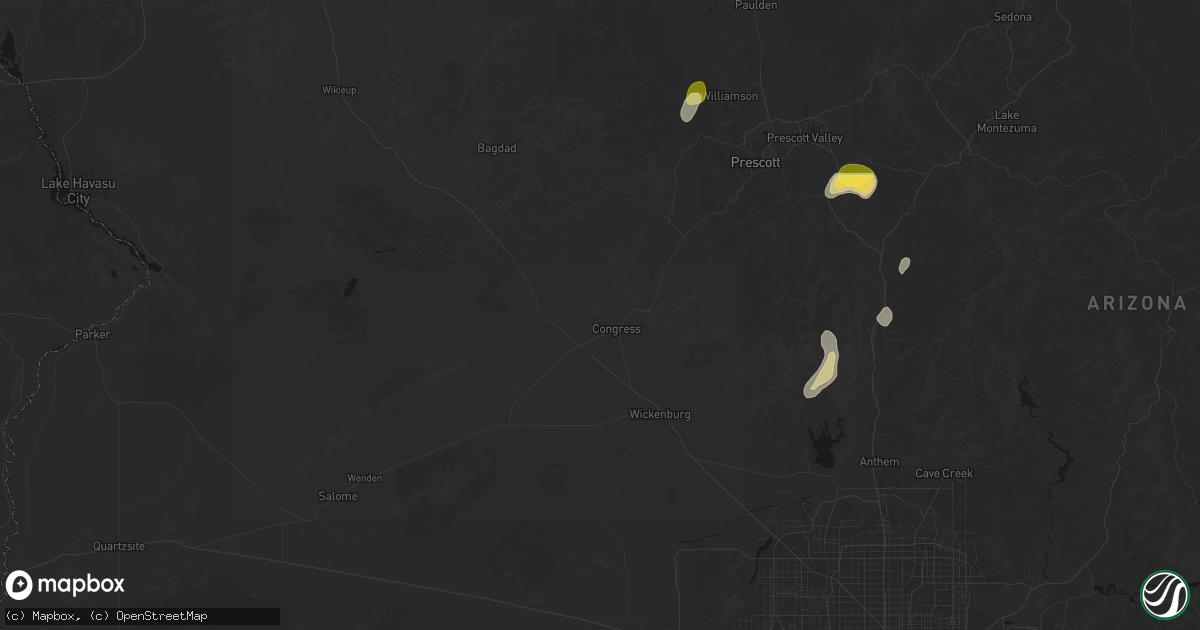 Hail map in Congress, AZ on August 8, 2026