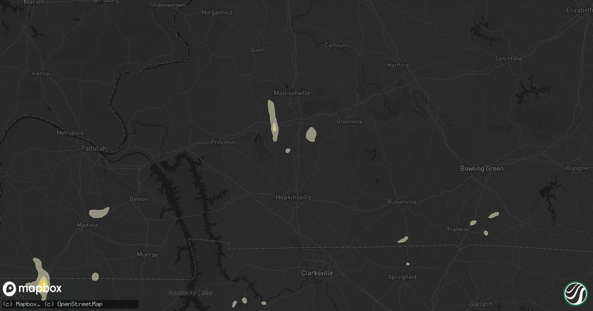 Hail map in Crofton, KY on August 8, 2026