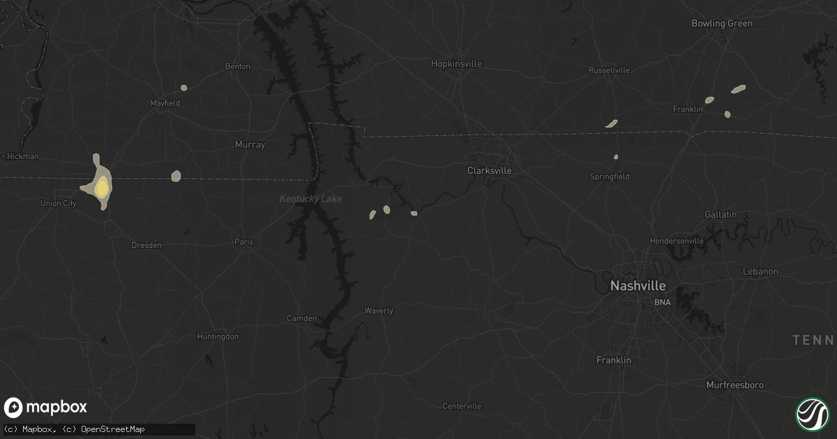 Hail map in Cumberland City, TN on August 8, 2026