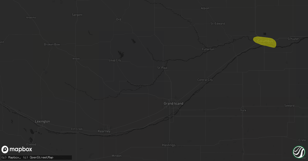 Hail map in Dannebrog, NE on August 8, 2026