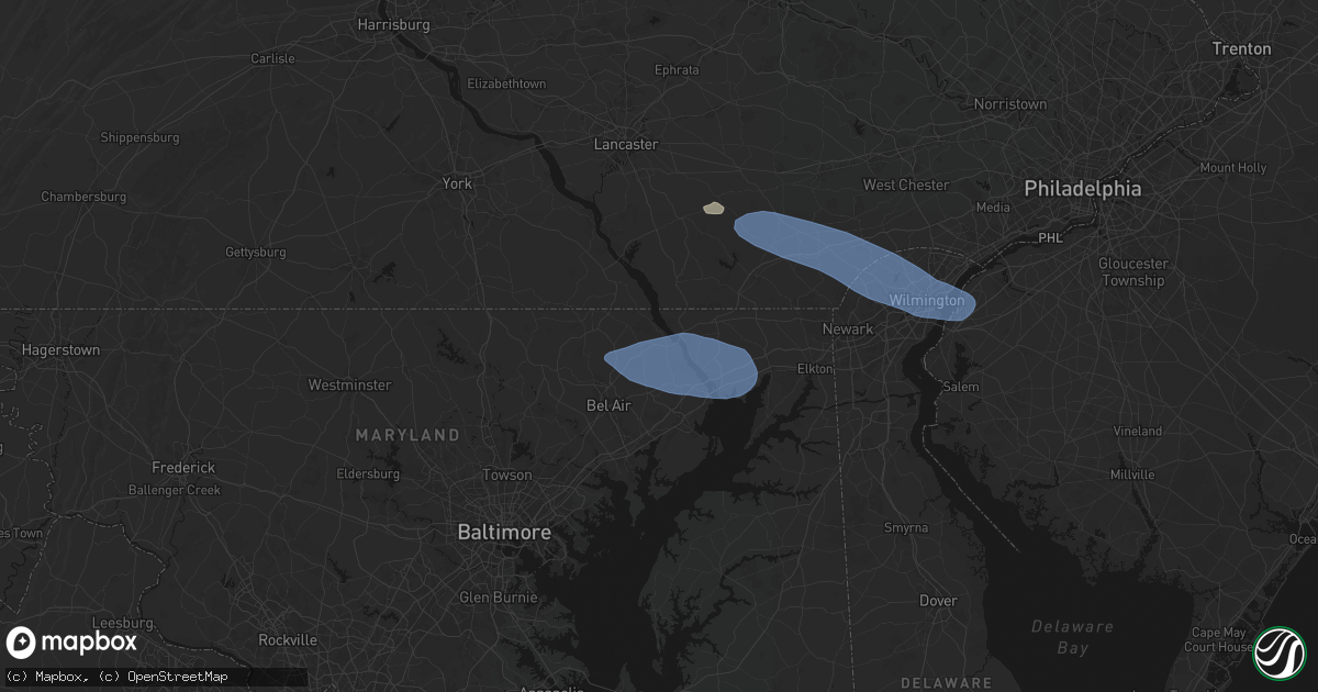 Hail map in Darlington, MD on August 8, 2026