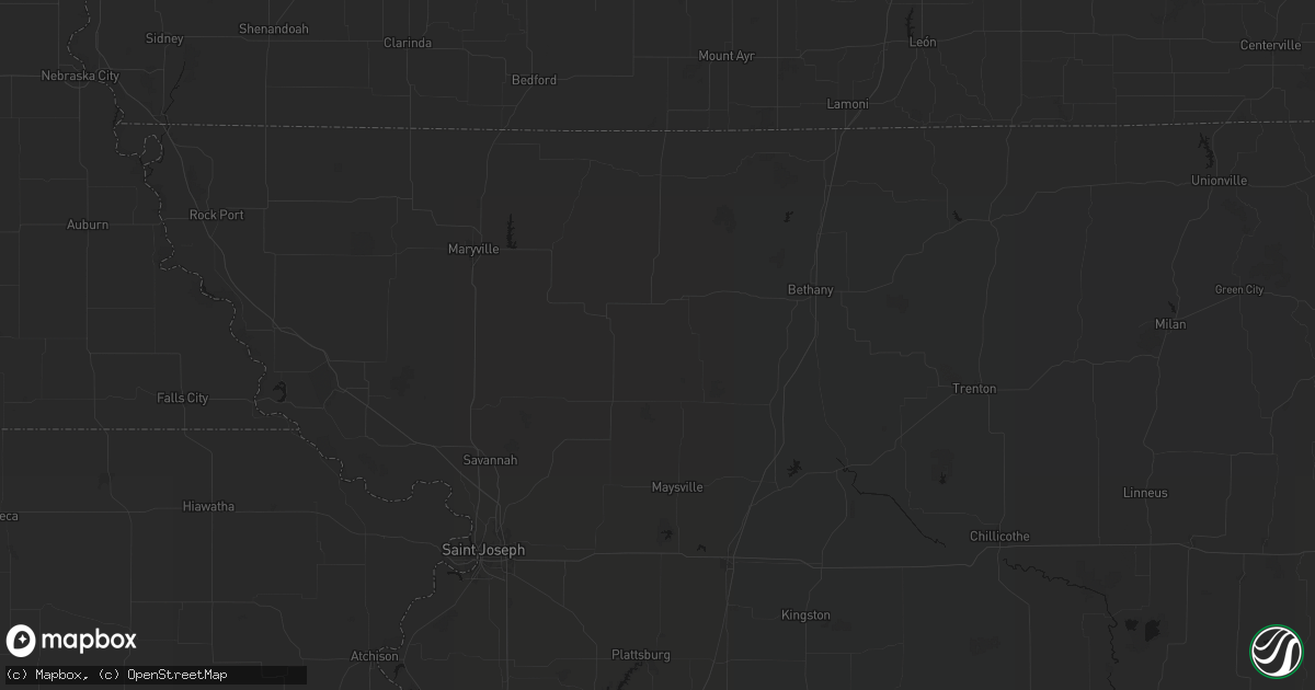 Hail map in Darlington, MO on August 8, 2026