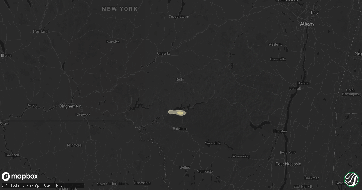 Hail map in Delancey, NY on August 8, 2026