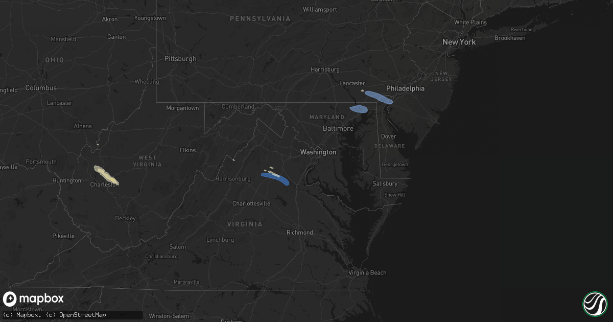 Hail map in Delaware on August 8, 2026