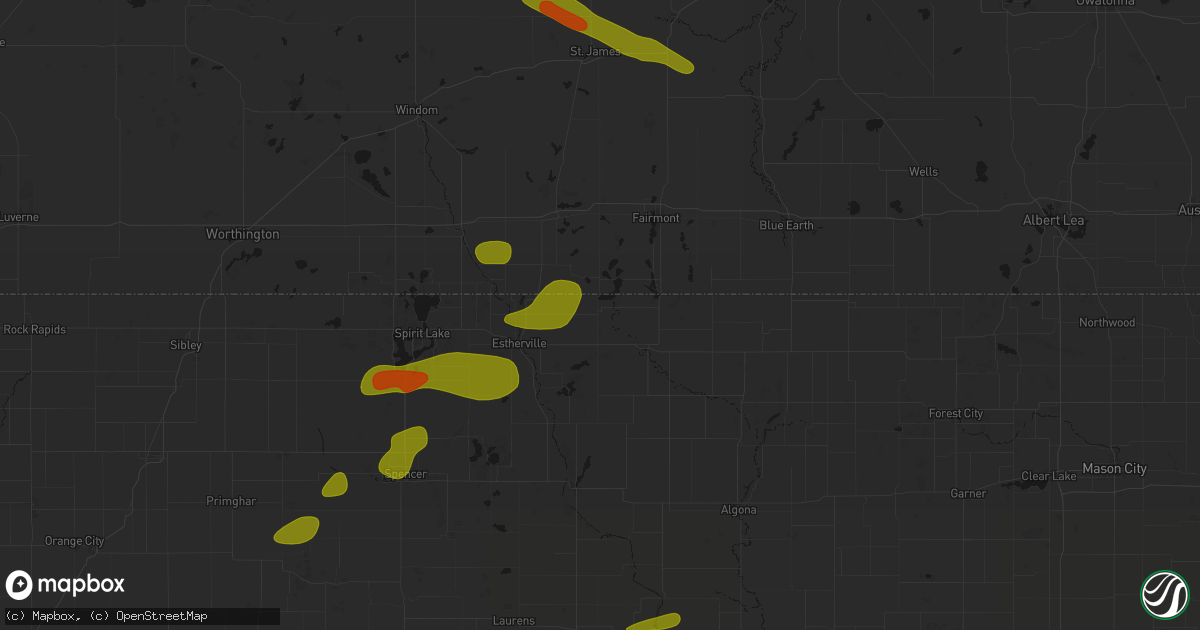 Hail map in Dolliver, IA on August 8, 2026