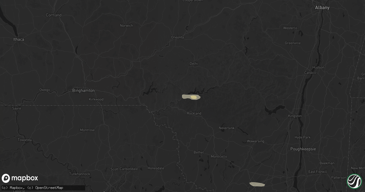 Hail map in Downsville, NY on August 8, 2026