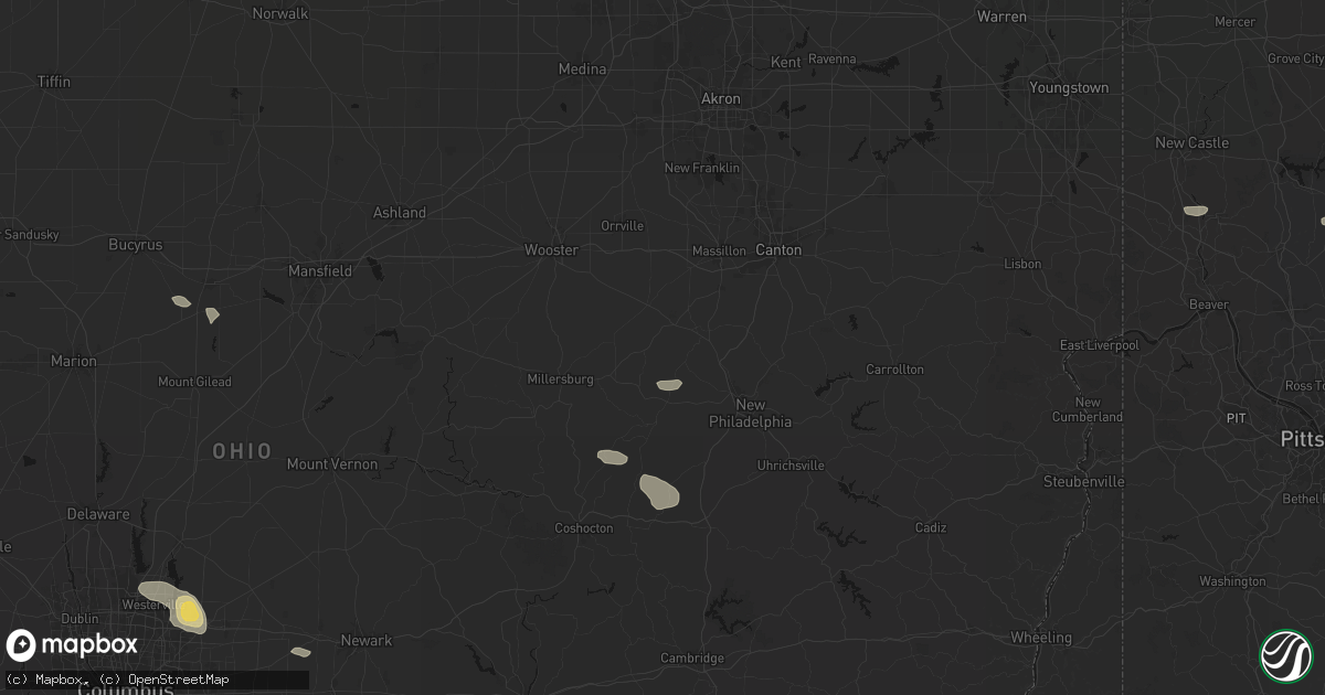 Hail map in Dundee, OH on August 8, 2026