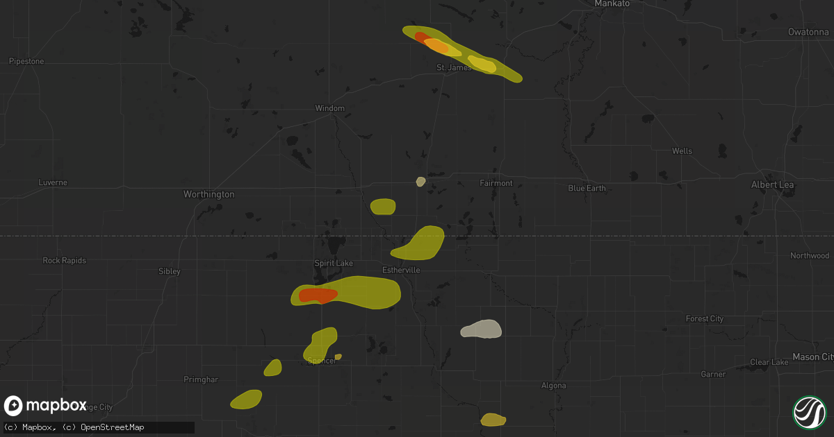 Hail map in Dunnell, MN on August 8, 2026