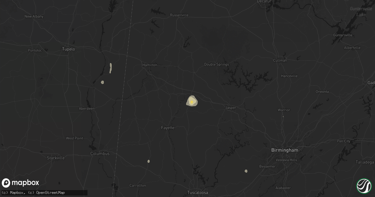 Hail map in Eldridge, AL on August 8, 2026