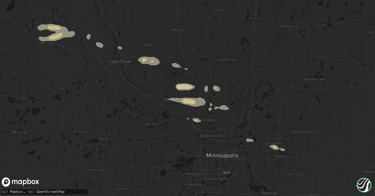 Hail map in Elk River, MN on August 8, 2026